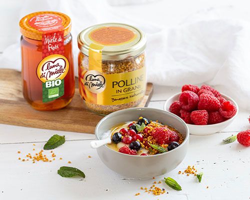 Yogurt vegetale con Miele di Fiori biologico
e Polline in grani Luna di Miele®